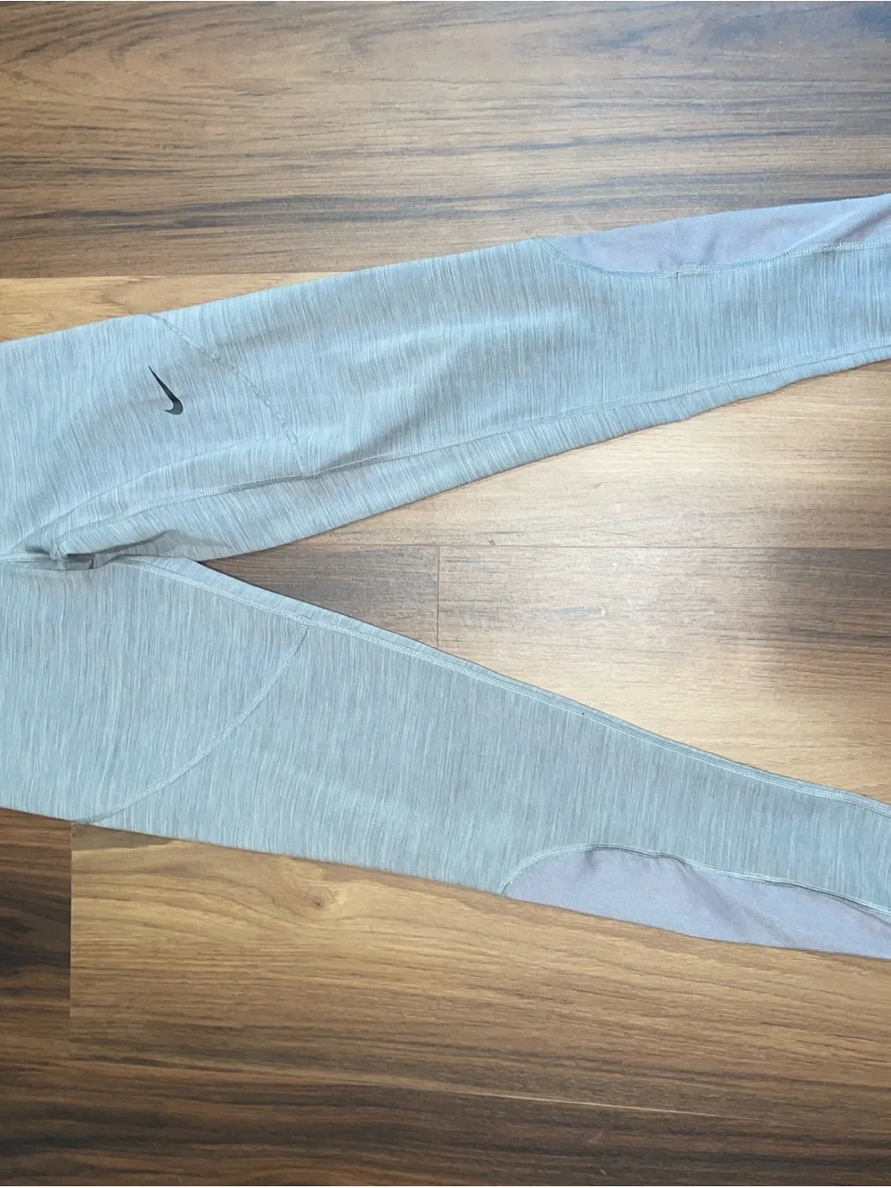 Nike Light Gray Women's Athletic Leggings with Black Swoosh